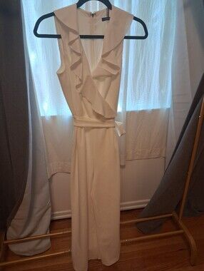 Tommy Hilfiger Cream Ruffle Wrap Jumpsuit